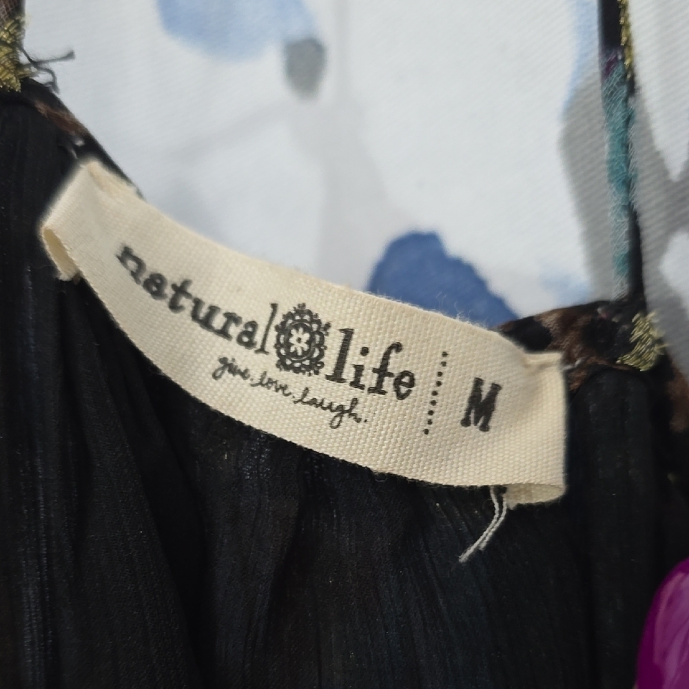 NATURAL LIFE Black Maxi Dress with Blue Floral Design - Picture 2 of 9